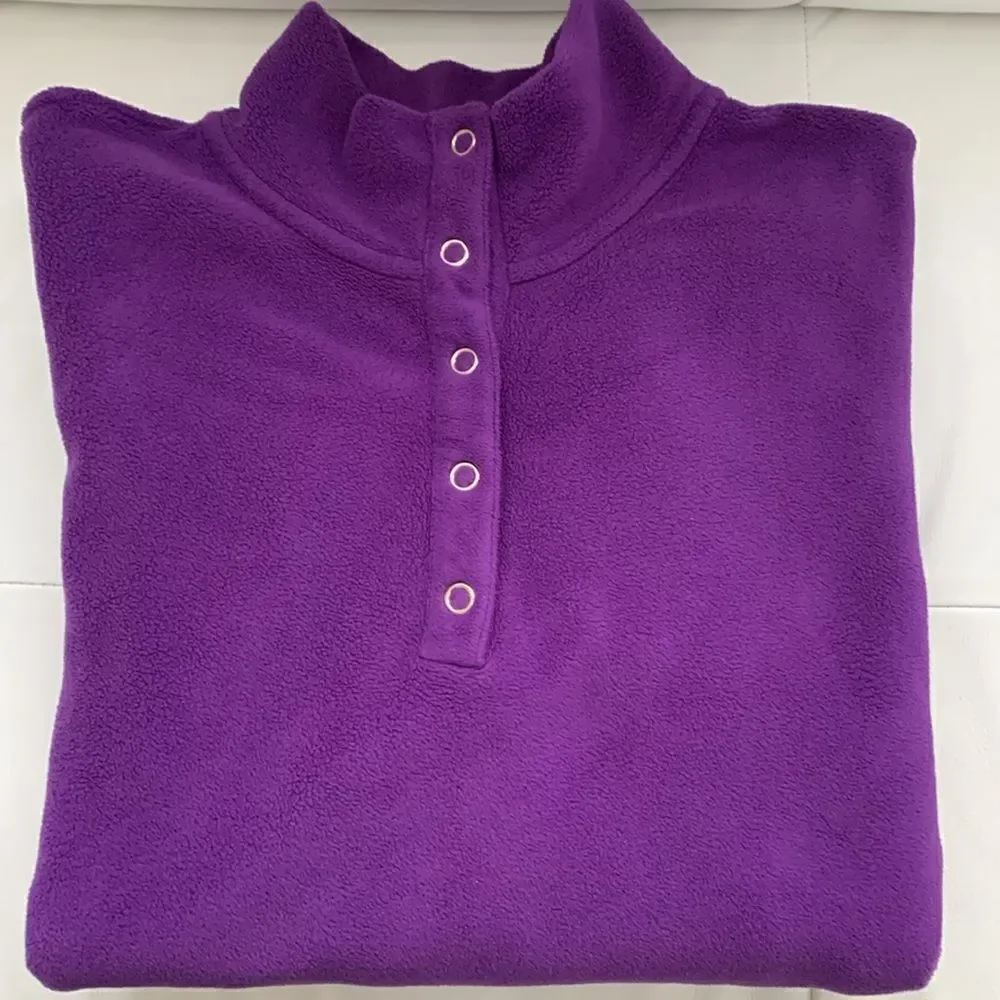 Lands’End Fleece Stand Collar Clips Purple Sweater Size XLT/ 18-20